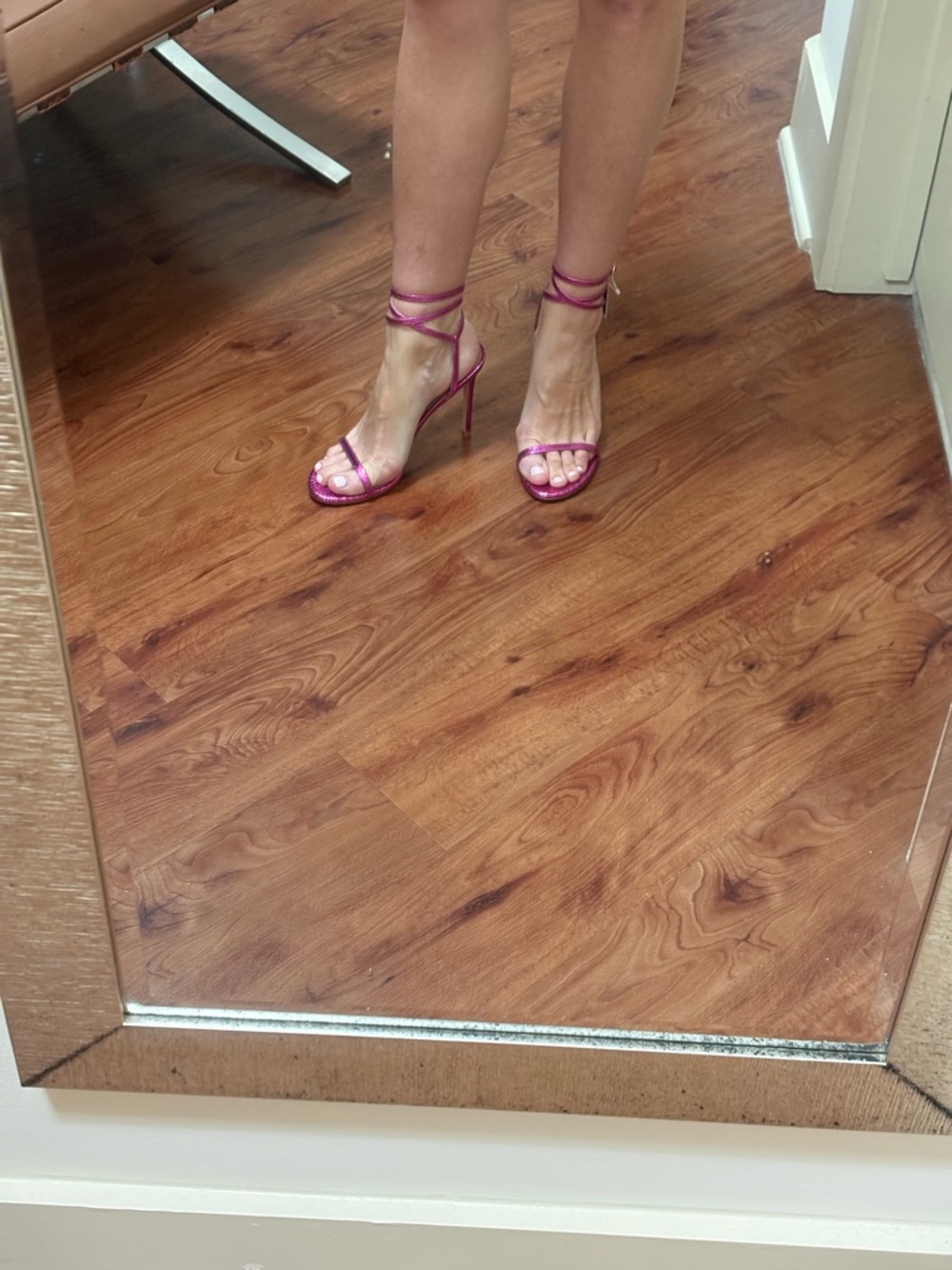 Stuart Weitzman Fuchsia Wrap-Strap Stiletto Sandals